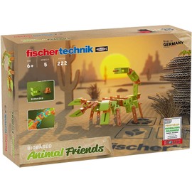 fischertechnik 563576 Advanced Animal Friends Building Kit for Children from 6 Years, Motor Skills Toy Made of Sustainable Organic Polyamide, with 5 Movable Animal Models, Green