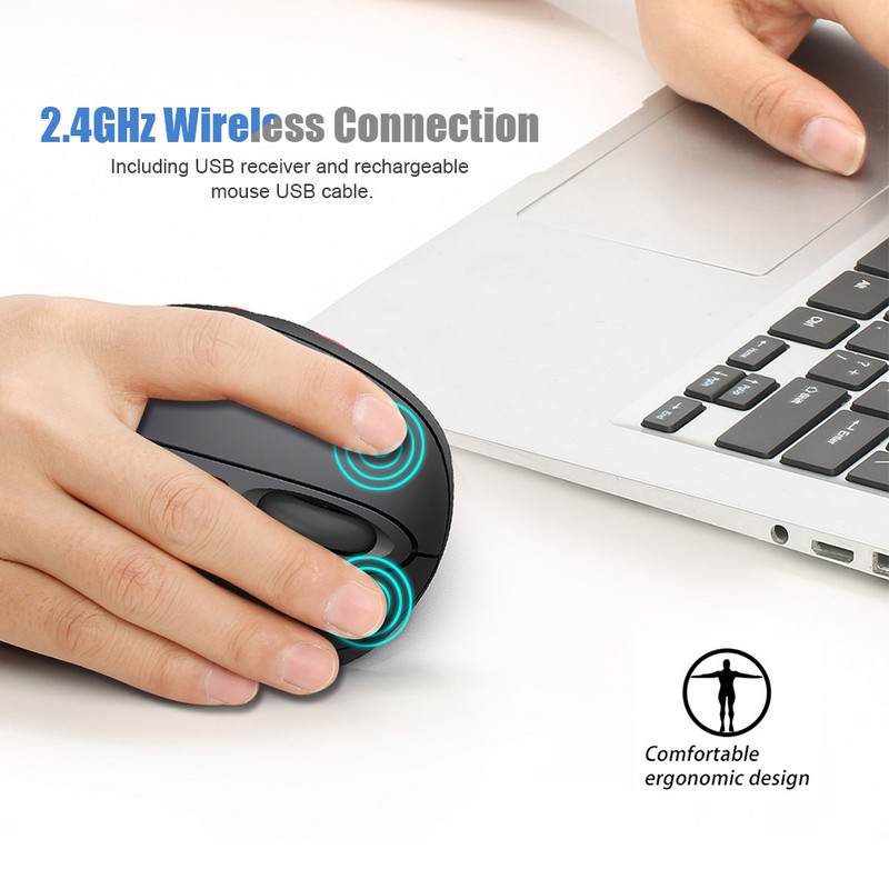 HXSJ T31 Vertical 2.4G Wireless Mouse Rechargeable USB Mouse with