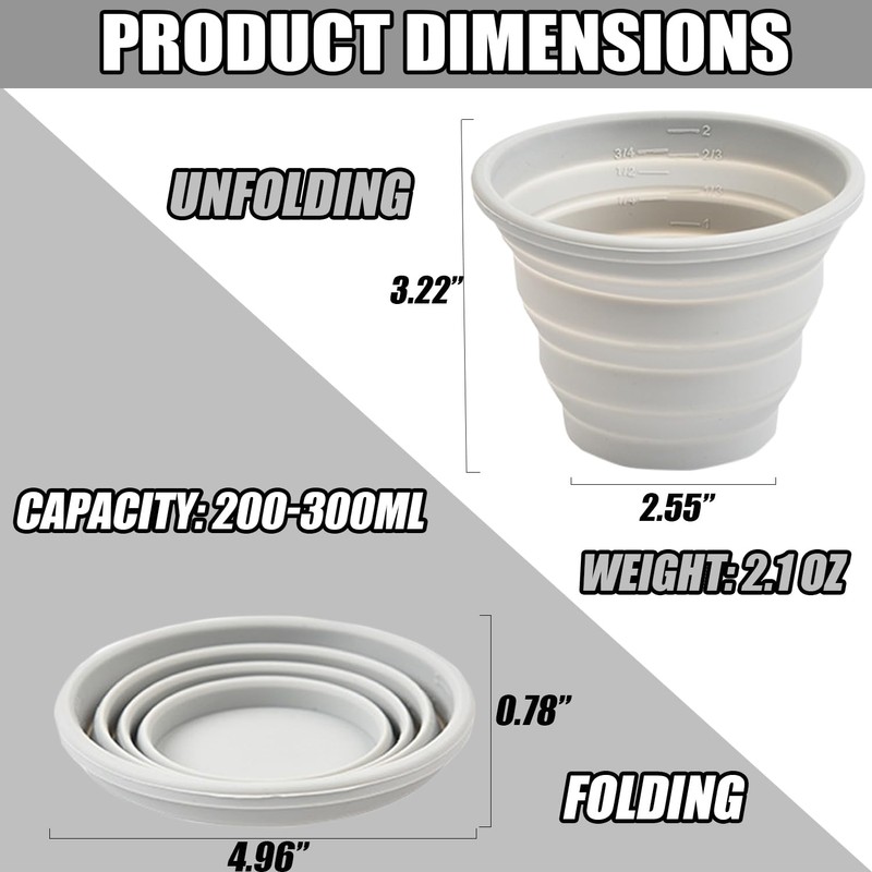 Carimee Silicone Collapsible Cups for Traveling, Reusable Folding Travel Cup,