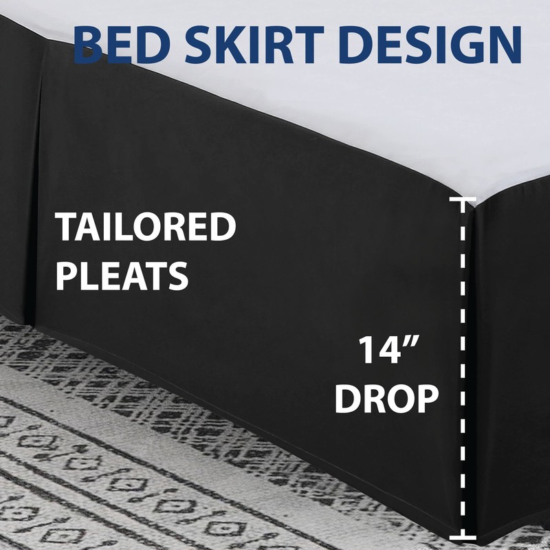 Luxury Double Brushed Microfiber Bed Skirt, Ultra Soft, and Wrinkle