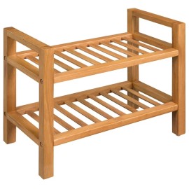 Solid Oak Wood 2-Shelf Shoe Rack 19.7"x10.6"x15.7" Stand for Shoescolor: Brown1