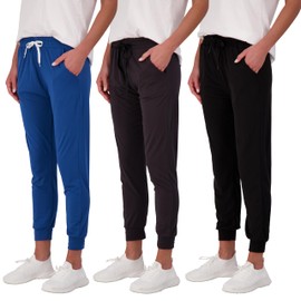 Real Essentials Women's Lounge Jogger Soft Teen Sleepwear Pajamas Fashion Loungewear Yoga Pant Active Athletic Track Running Workout Casual wear Ladies Yoga Sweatpants Pockets, Set 2, M, Pack of 3