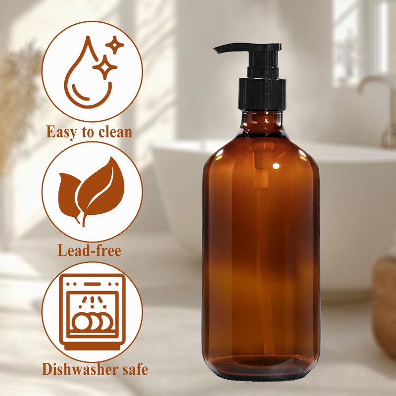 Plastic Soap Dispenser,Soap Dispenser Bathroom Kitchen Pump Bottle Brown 1