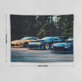 PailailaiNest Wall Art Tapestry R34 Sport Car Racing Jdm Car Aesthetics Tapestry Wall Hanging for Bedroom Home Wall Decor Living Room Backdrop 30"x40"