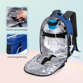 LUXJA Feeding Tube Backpack for G Tube, J Tube and GJ Tube, Feeding Pump Backpack Fits 500ml Feeding Bag and Enteral Feeding Pump (Compatible with EnteraLite Infinity and Kangaroo Joey), Blue