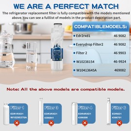 Kuiwsi EDR2RXD1 W10413645A filter 2 Replacement, Compatible with Whirl-pool EDR2RXD1, WHR2RXD1, KAD2RXD1, W10238154, W10413645, P6RFWB2, 46-9082, 46-9903, white (1-pack)
