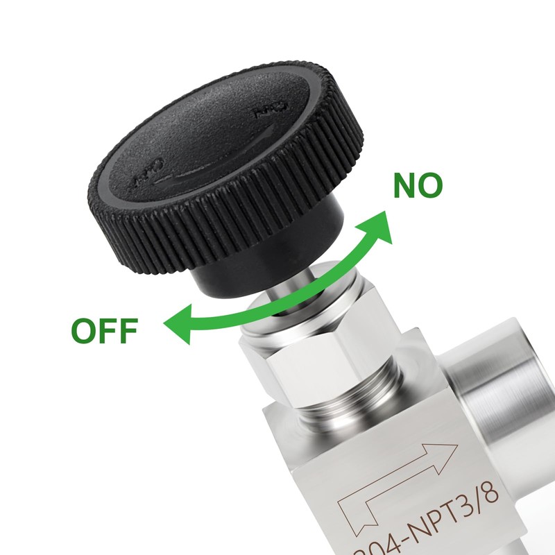 TAISHER 1PCS 304 Stainless Steel 90 Degree Needle Valve 3/8"