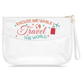 Gfhzdmf Funny Travel Gifts for Girl Women Makeup Bag Flight Vacation Gifts for Travel Lovers Sister Mom Travelers Traveler Essentials Cosmetic Pouch Toiletry Organizer Zipper Bag