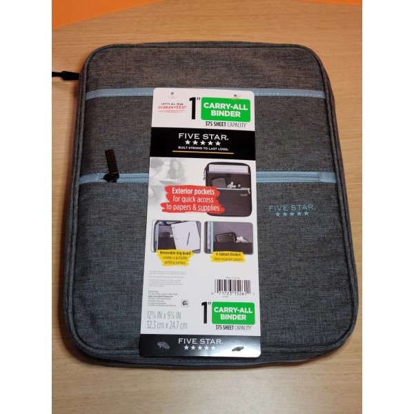 Mead BNWT- Five Star 1" Carry All Binder- Grey/Blue