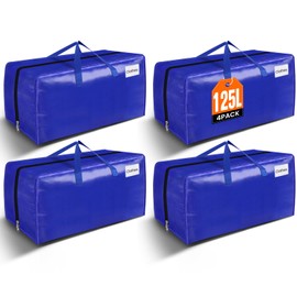 BlissTotes Moving Bags, Heavy Duty Moving Supplies & Storage Bags, Extra Large Packing Bags, Boxes with Tag Pockets, Collapsible Fold Flat Storage Totes, Alternative to Box and Bin, 125L, 4 Packs