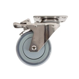 DOGOTULS ZF5176 Rodaja de Acero Inoxidable con Rueda Giratoria de TPR y Freno 4"