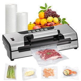 Precision Vacuum Sealer, 90Kpa Vacuum Sealer Machine, 10-in-1 Functions, Easy-lock Handle, Double Pump Vacuum Sealer Machine with Bags Storage, Built-in Cutter, Stainless Steel
