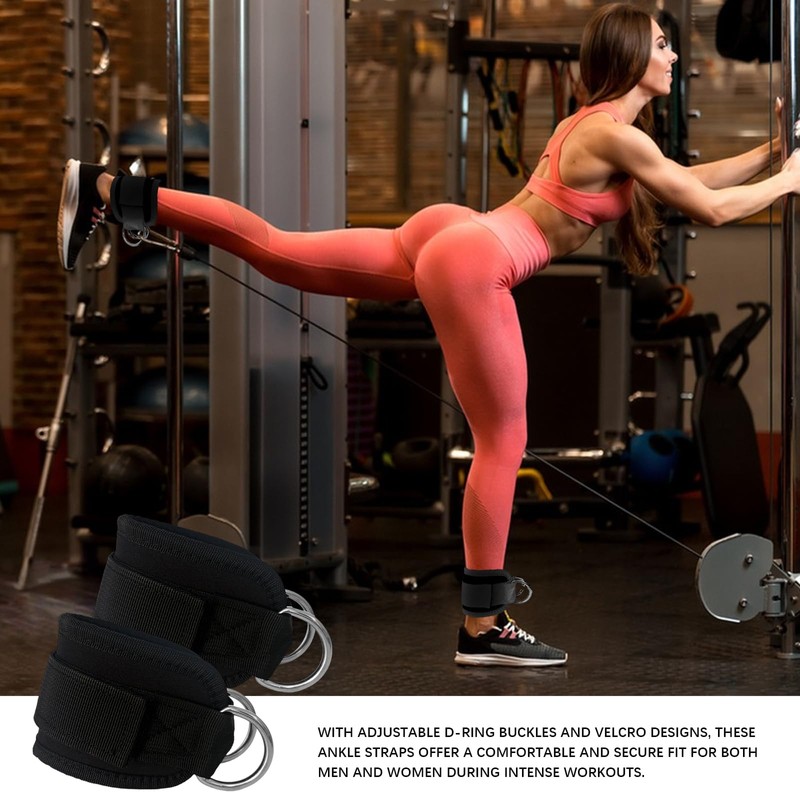 Lifting Straps with D Rings Wrist Cuff Cable Attachment Adjustable