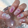 Pink Bear Star UruUru Handmade Nail Tip - Short Ballerina