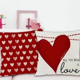 Mencly Valentines Day Pillow Covers 18 x 18 inch Set of 4 for Valentines Decor Red Stripes Love Heart Valentines Day Throw Pillows Holiday Decorative Cushion Cases Anniversary Wedding Decorations