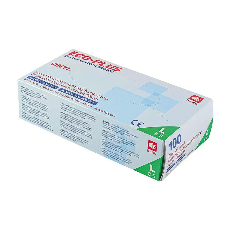 AMPRI Vinyl Gloves, White, Medium, Powder Free, Eco Plus: Buy