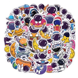 Space Astronaut Stickers Pack 60PCS, Cute Waterbottle Stickers Gifts for Kids Boys Teens Glueewee Waterproof Vinyl Stickers for Water Bottles Laptop Scrapbook Journal