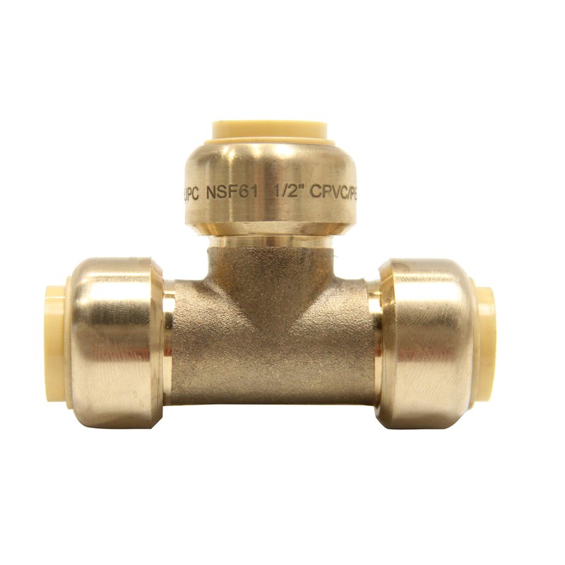 EFIELD Push-Fit Fitting 1/2" Tee to Connect Pex, Copper, CPVC