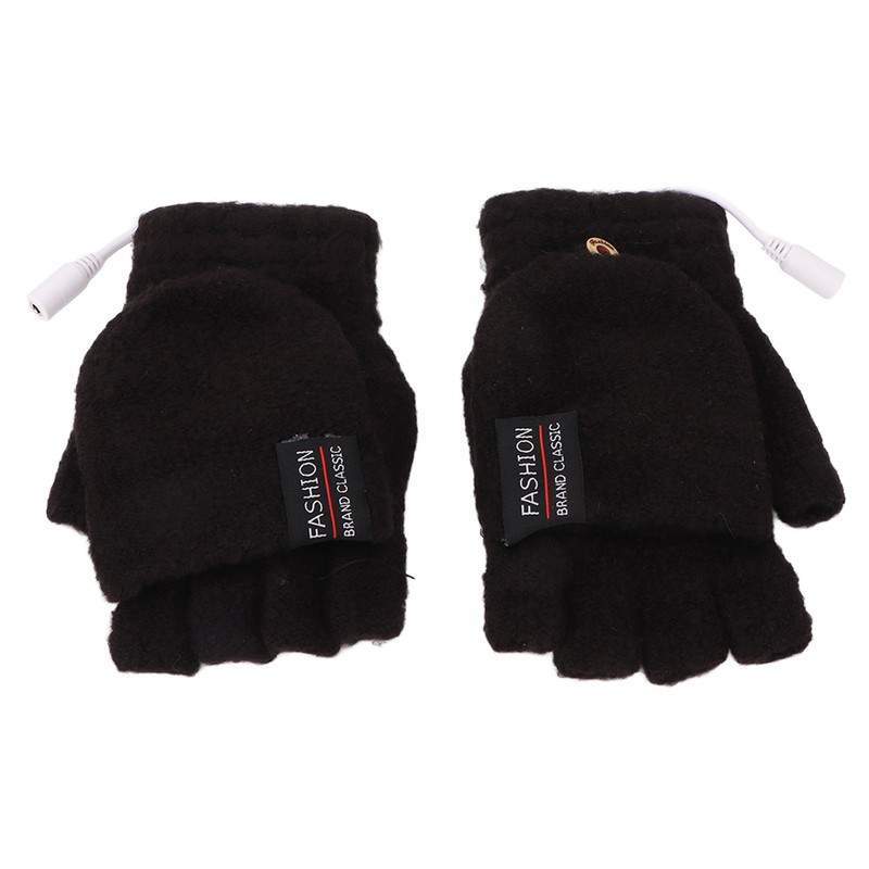 USB Heated Gloves Electric Half Hands Double Sided Heating Warm