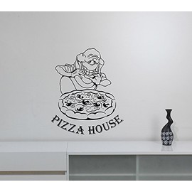 Ghostbusters Slimer Pizza House Logo Wall Decal Removable Vinyl Sticker Art Decorations for Restaurant Cafe Kitchen Pizzeria Decor Ideas piz3