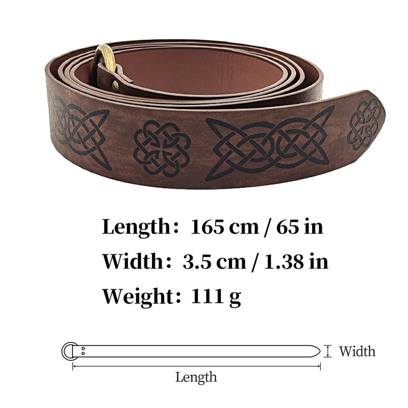 HiiFeuer Medieval Embossed PU Leather O Ring Belt, Retro Renaissance