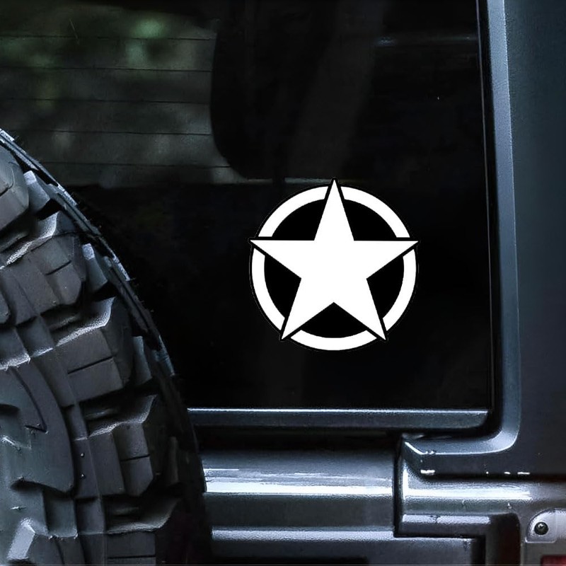 Military Star Vinyl Stickers 2-Pack – Waterproof Removable Car Decals