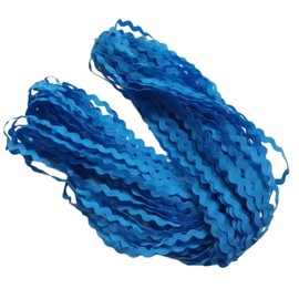 Blue Rick Rack Trim Polyester Lace Ribbon Wave Bending Fringe Trim for Crafts Sewing Party Decoration, 5mm*25m