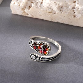 jiulegufa Hibiscus Spoon Ring 925 Sterling Silver Hibiscus Flower Rings for Women Jewelry Gifts for Women