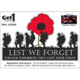 Remembrance Day Soldiers and Poppy Car Sticker They Gave Their Tomorrow - in Support of Veterans Lifeline - Also for laptops, Phones, Tablets, etc. (Large)