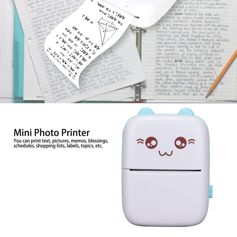 Mini Printer Portable Text Picture Memo Shopping List Label Inkless