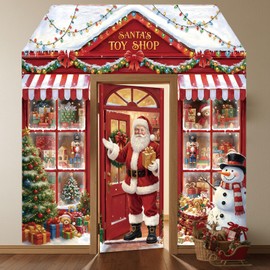 WovWeave 4 Pcs Christmas Santa's Toy Shop Door Decorations