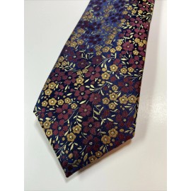 Joseph Abboud Mens Silk Necktie, Burgundy W/ Gold Floral Design MSRP $79.