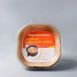Emporium Basics Air Fryer Parchment Paper Liners, 125 Pieces, 8x8 inches,Non-Stick, Heat Resistant