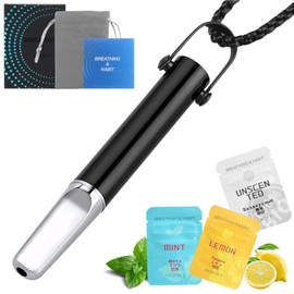 Anxiety Breathing Necklace with Resistance Filter, Natural Essential Oil Anxiety Relief Necklaces, for Meditation, Birthday Christmas Day Gift for Father, Women, Men