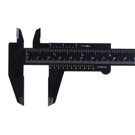 Penta Angel 2Pcs Plastic Caliper Inch/Metric 6Inch 150mm Mini Caliper Double Scale Ruler Measuring Tool for Student (Gray and Black)