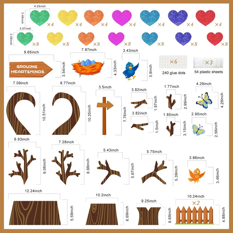 MORENKISS Classroom Tree Bulletin Board Decorations Set Swaying Heart Tree