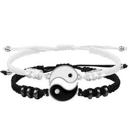 Yin Yang Bracelet for Men Women Matching Best Friend Couples Bracelets for 2 Adjustable Braided Rope Bracelet for Husband Wife BFF Relationship Friendship Bracelets