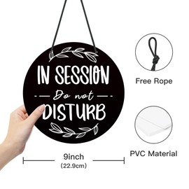 Putuo Decor Meeting in Progress Door Sign, Welcome Do Not Disturb Door Sign, PVC Round Therapist Sign, Welcome Please Come in Sign for Office, Therapy, Clinic, Double Sided Hanger Plaque 9 in