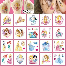 BUYUP Princess Temporary Tattoo for Kids, 40 Sheets Big Children's Temporary Tattoo Body Art Tattoo Stickers,Temporary tattoos,Goody Bag Stuffers Party Bag Fillers (2x2 Inch)