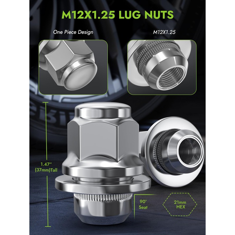 AUTOPTIM M12x1.5 Mag Lug Nuts - Replacement for Toyota Tacoma