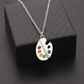 CHOORO Colorful Paint Palette Pendant Necklace/Bracelet Artist Painter Bracelet/Necklace Art Student Art Teacher Gift (Necklace)