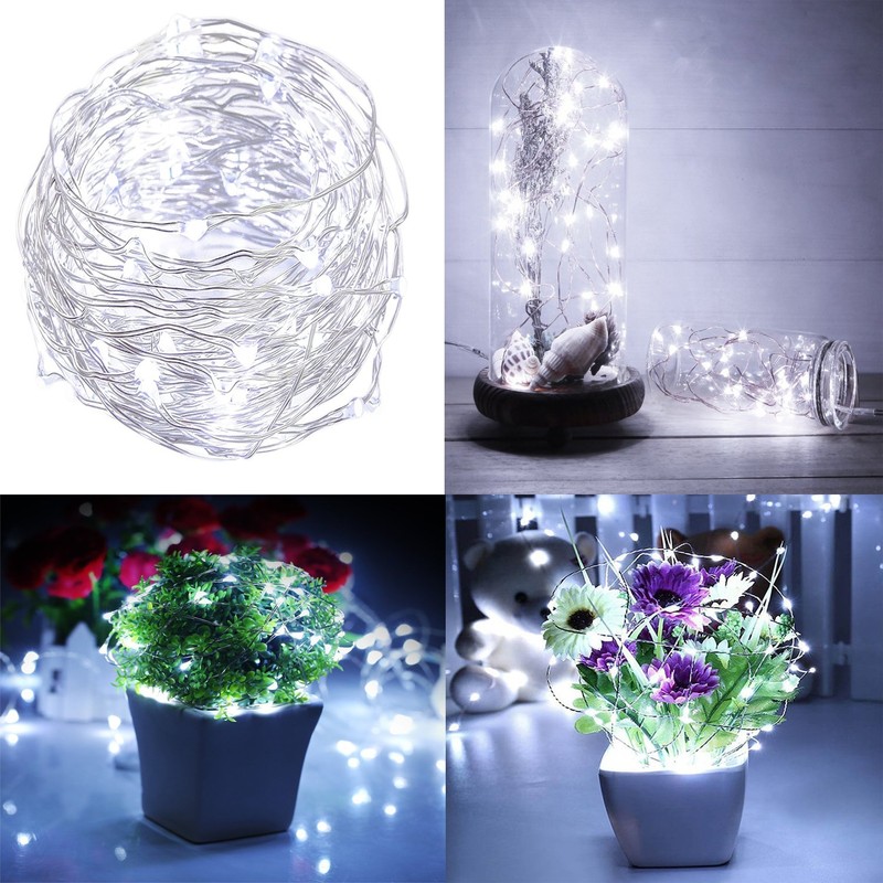 4 x Fairy Lights Battery Operated, Silver Wire Chains 8