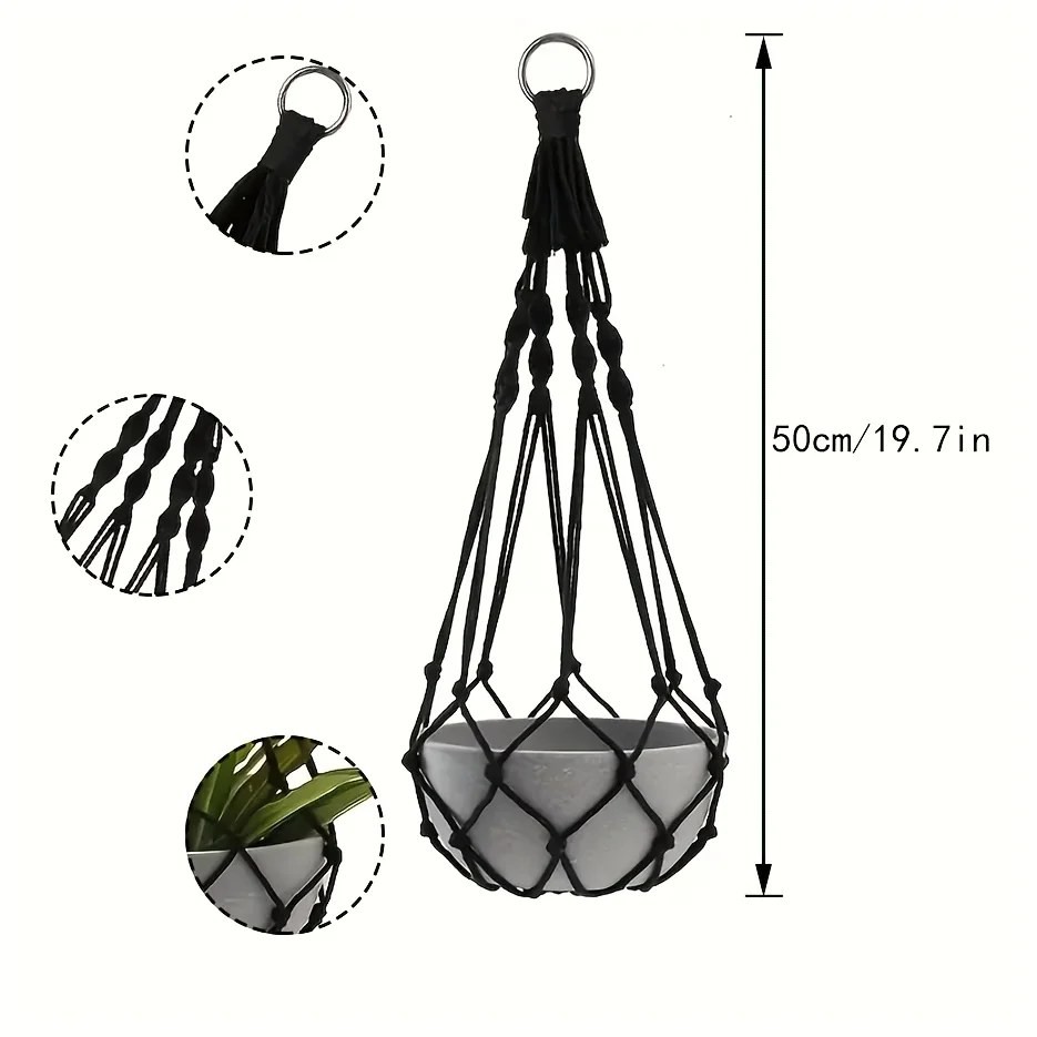 WeedGuard Outdoor Plant Hanger Macrame – Handcrafted Bohemian Holder with Hook, Indoor Outdoor Garden Decor