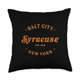 Syracuse By Design Tee Company Retro NY EST 1848 Salt City Syracuse Throw Pillow, 18x18, Multicolor
