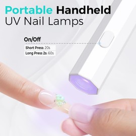 TOMICCA Portable UV LED Nail Lamp — Mini Cordless Nail Dryer with Rounded Octagonal Design, Fast Curing, Adjustable Timer (20s/60s), Type-C Charging, Perfect for Professional & Home Use, White