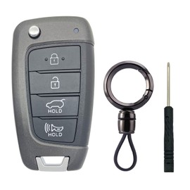 Replacement Key Fob Shell fit for Hyundai Sonata Elantra Tucson Santa Fe Kona Santa Cruz Elantra GT Veloster Accent Flip Key Fob Cover 4 Buttons (4 Buttons)