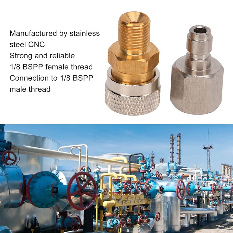 1/8 BSPP Quick Connector, Quick Disconnect Connector Stainless Steel Adapter,
