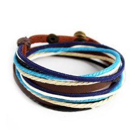 FRD.2Y Genuine Leather Bracelet for Women & Men,Unisex Multilayer Leather Adjustable Bracelet Cuff Wrap Multicolor Rope Wristband