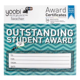 yoobi Award Certificates, 36 pack - Multicolor Blue / Aqua