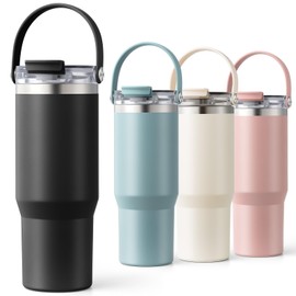 Homealexa Insulated Tumbler 900ml/30oz 304 Stainless Steel, Double Wall Vacuum Design with Leak-Proof Lid and Straw, Perfect for Cold & Iced Beverages Black
